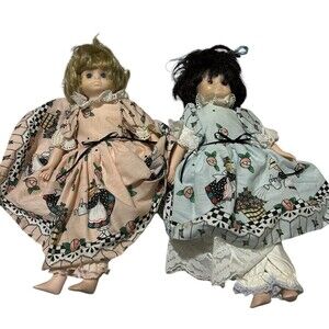 Vintage Wangs International Dolls Sisters Stripe Dress 15”Garden Dress 1990s
